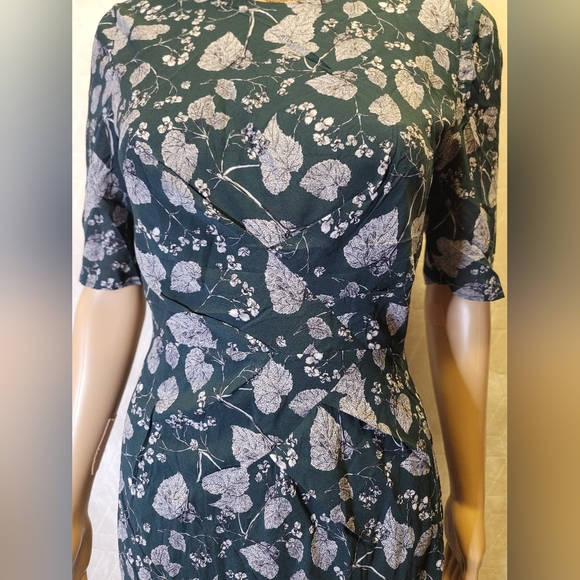 Whistles Green Leafy Prints Midi Dress with Zipped Back - Picture 3 of 10